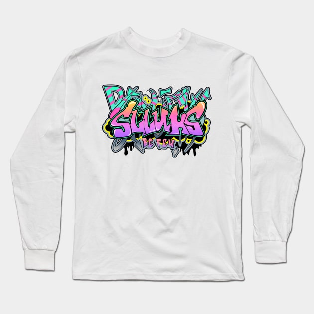 Dope Slluks logo design graffiti drawing Long Sleeve T-Shirt by slluks_shop